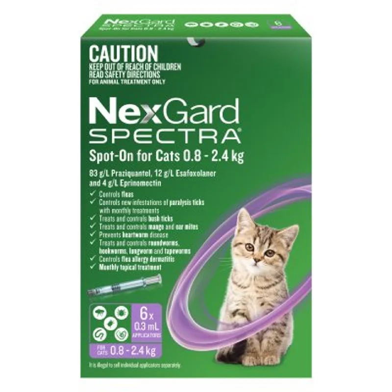 - Natural latex pet mattressNexgard Spectra for Cats up to 2.4kg (6 pack)