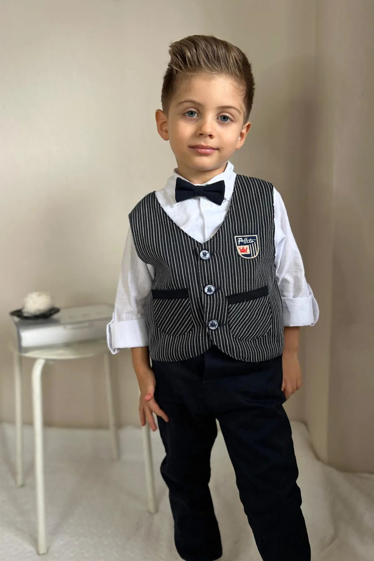 - Pet vitamin complex nutrition tabletsPollito Boy's Striped Dark Navy Blue Two-Pocket Vest 4-Piece Suit