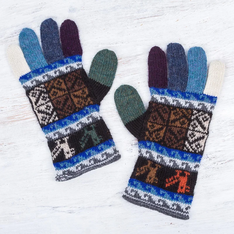 - Organic cotton dog bibsPeruvian Patchwork in Blue Artisan Crafted 100% Alpaca Colorful Gloves from Peru