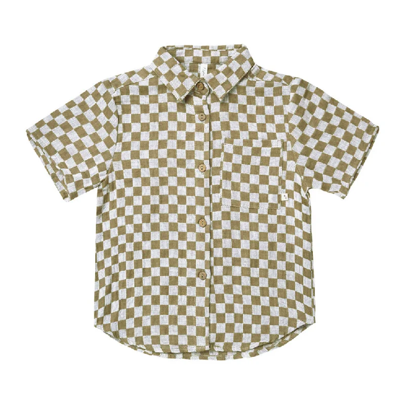 ---Rylee and Cru  Olive Check Short Sleeve Shirt