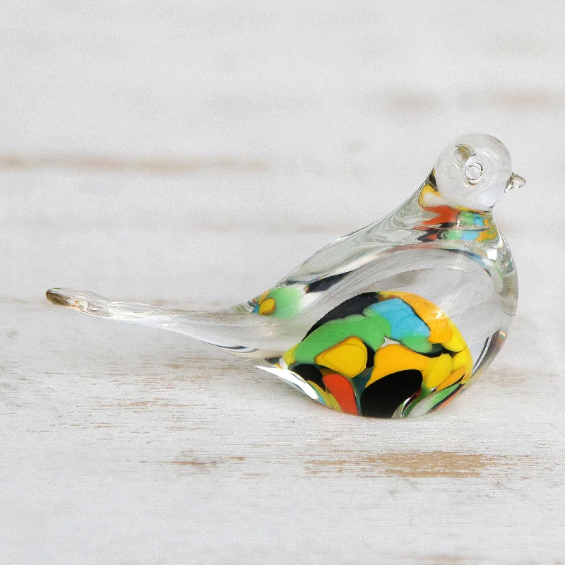 - Custom pet birthday cakeConfetti Canary Handblown Brazilian Colorful Bird Art Glass Paperweight