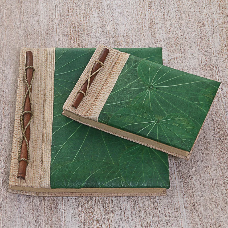 - Winter dog thick down jacketAutumn Spirit in Green Handcrafted Pair of Rice Paper Notebooks from Indonesia