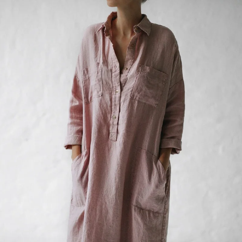  -Splash-proof food bowl AND Anti-choking slow food bowlSeaside Tones Linen Shirt Dress - Dusty Pink