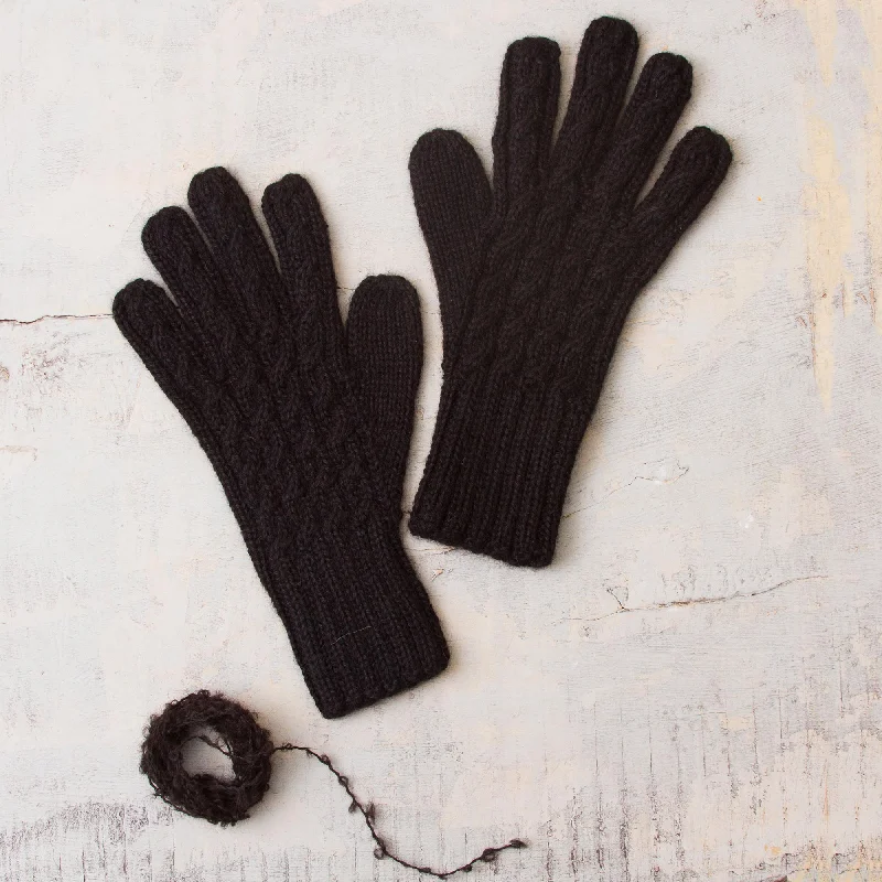 - Climbing pet constant temperature heating padWinter Delight in Black 100% Alpaca Knit Gloves in Black from Peru