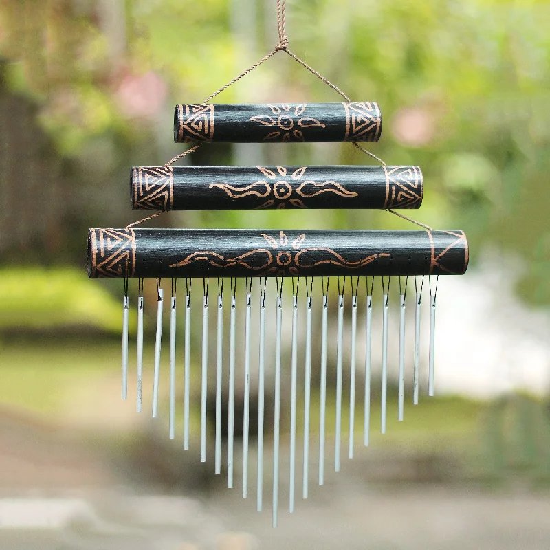 - Rabbit grass rack to prevent waste food boxBreezy Sound Sun Motif Bamboo Wind Chimes in Black from Bali