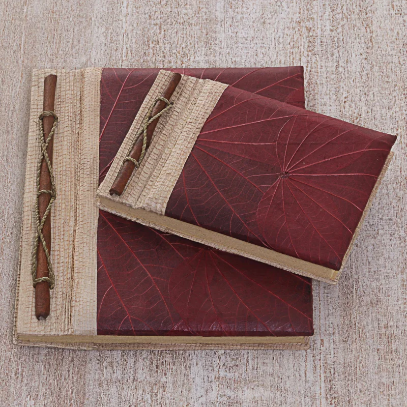 - Foldable and portable cat bagAutumn Spirit in Red Handcrafted Pair of Rice Paper Notebooks from Indonesia