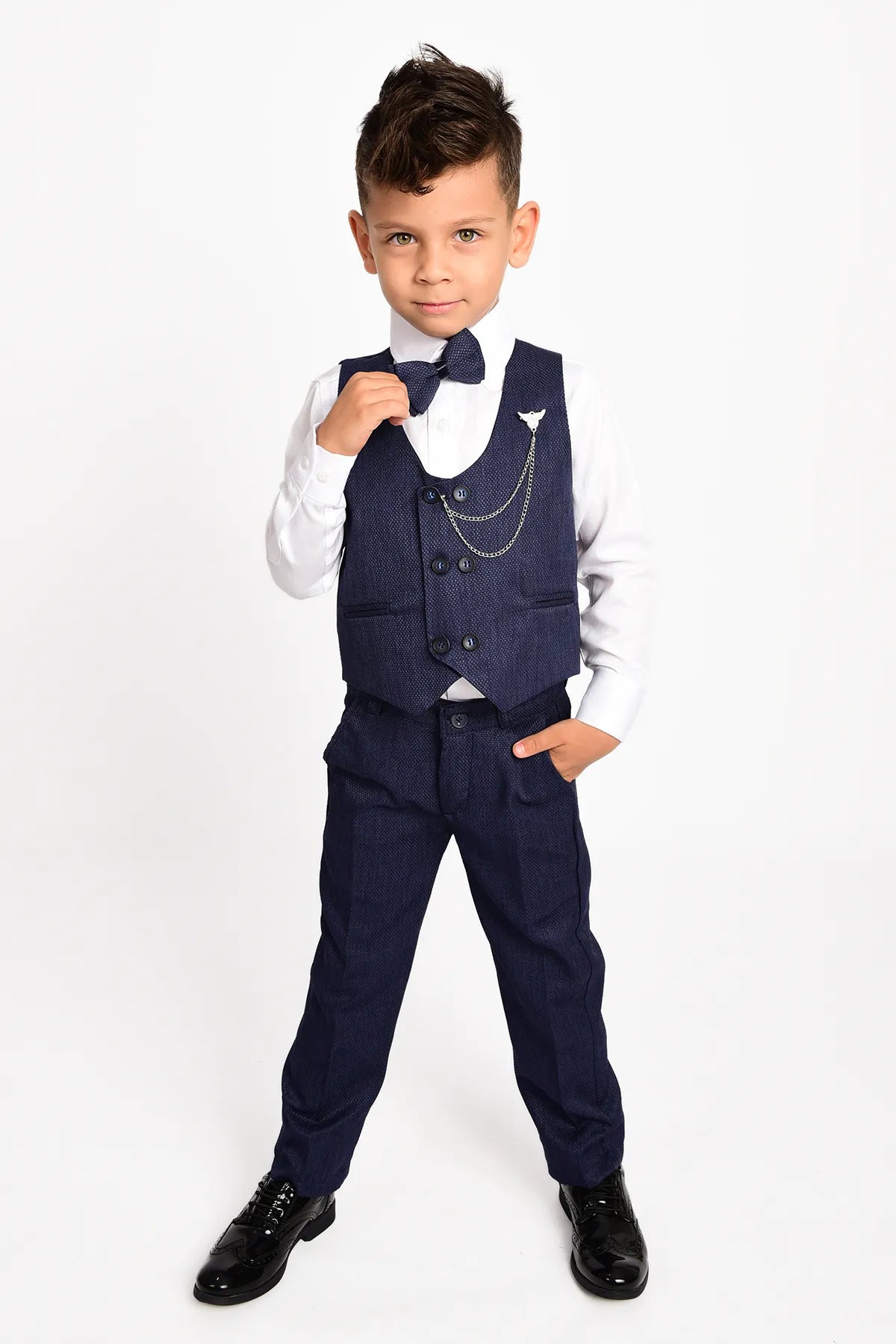 - Cat stress soothing sprayEntel Boy's Navy Blue Chain Tuxedo Vest and Bow Tie Suit