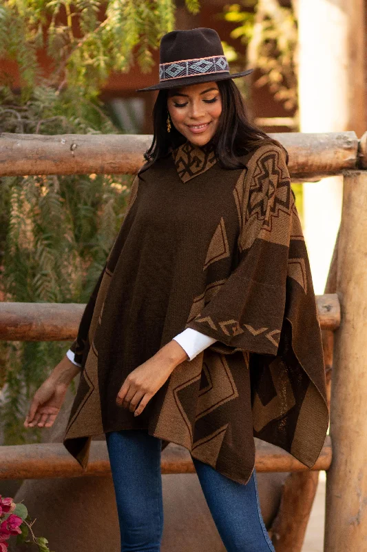 - Air box TSA certified check-inInca Style Mahogany and Burnt Sienna Alpaca Blend Poncho from Peru