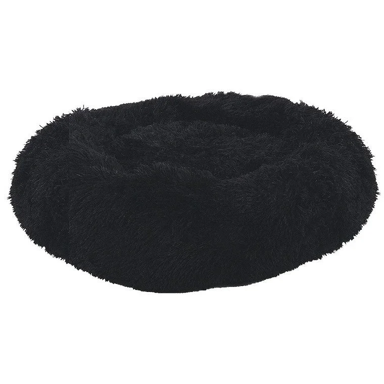 ---Medium Soothing Plush Donut Dog Bed, Black