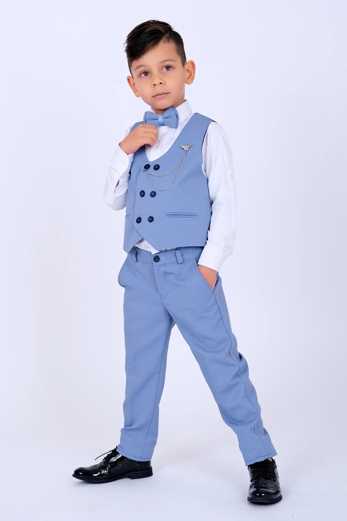 - Solid wood cat climbing frame customizedEntel Boy's Blue Chain Tuxedo Vest and Bow Tie Suit