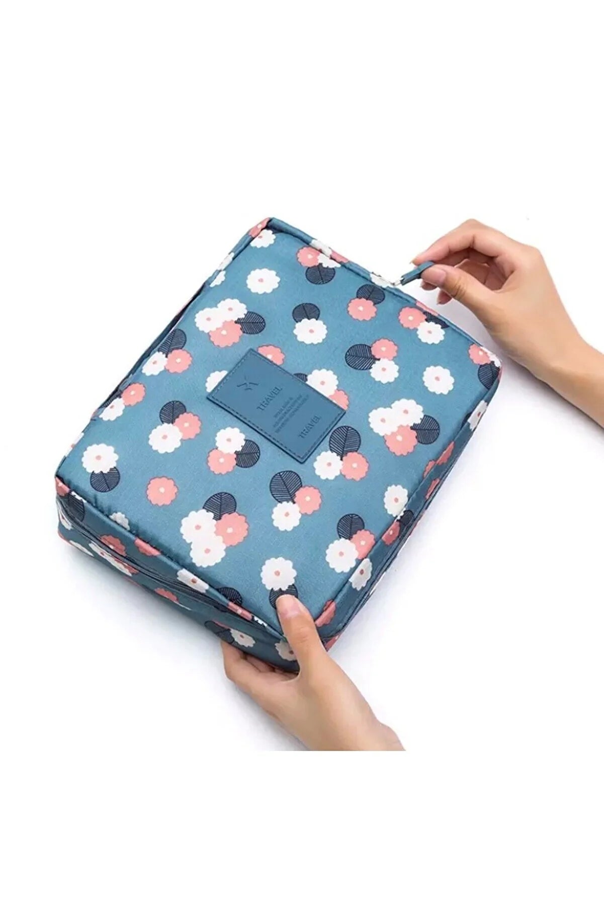 - Remote interactive pet feederBatekso Women's Blue Floral Pattern Makeup Bag