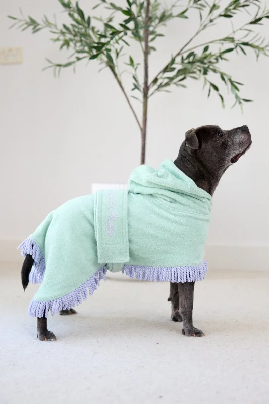 Classification by season or weather:Tassel Towel Snuggle Buddy Dog Robe | Minty Green