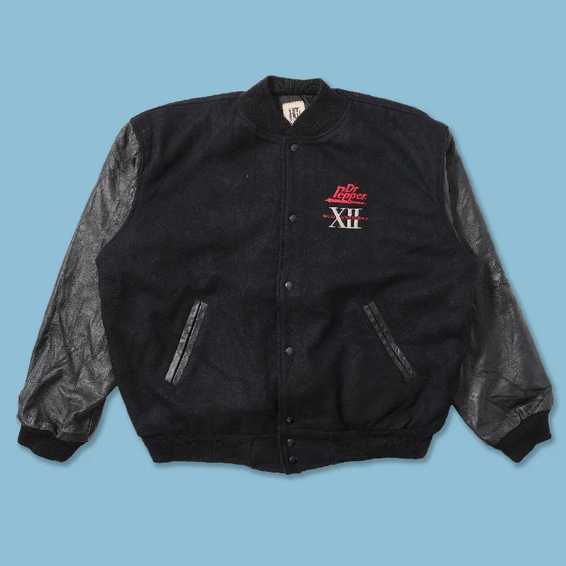 ---Vintage Big 12 Conference Wool Leather Varsity Jacket XLarge