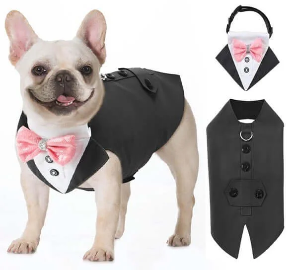 XX brand pet fashionKUTKUT Dog Tuxedo, Detailed Dog Tuxedo for Big Dogs with Exquisite Stitching, Stylish Dog Wedding Bandana Set for Wedding, Festival, Birthday (Grey)