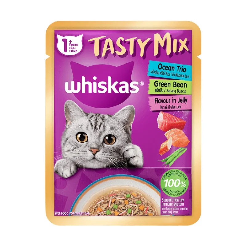    - High-fiber cat food  WHISKAS CAT FOOD TASTY MIX OCEAN TRIO & GREEN BEAN 70G