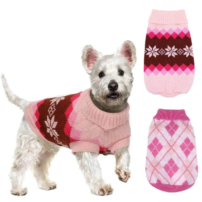 Pet Christmas clothesKUTKUT 2 Pack Small Dog Cat Sweater,Turtleneck Knitwear Small Pet Sweater, Soft Comfortable Pet Knitwear Pullover for Shihtzu, Pug, Lhasa etc, Small Dogii Cat Winter Clothes