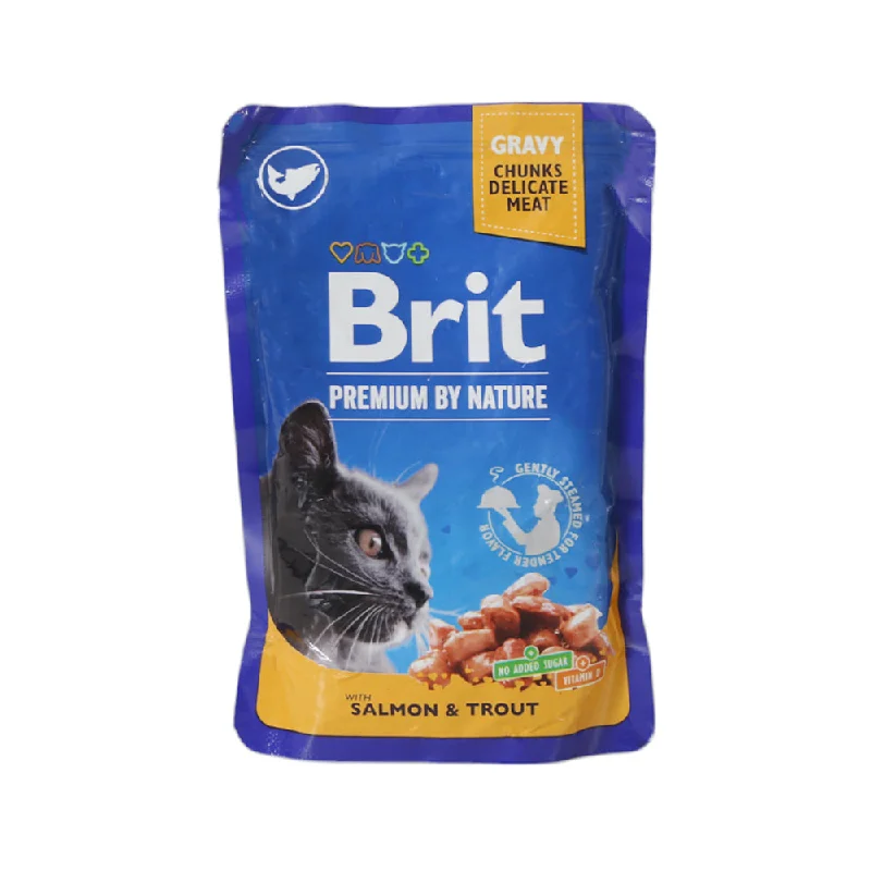    - How is Bricky cat food?  BRIT PREMIUM CAT FOOD SALMON & TROUT GRAVY MEAT 100 GM