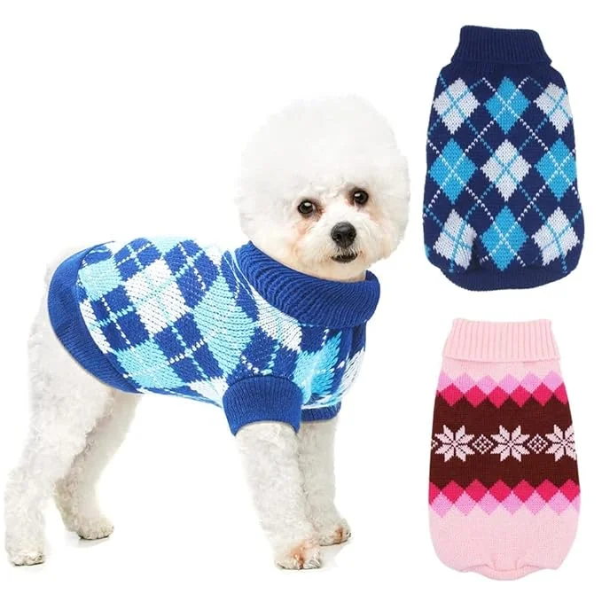 Focus on health and safety:KUTKUT 2 Pcs Small Dog Cat Sweater,Turtleneck Knitwear Small Pet Sweater, Soft Comfortable Pet Knitwear Pullover for Shihtzu, Pug, Lhasa etc, Small Dogii Cat Winter Clothes