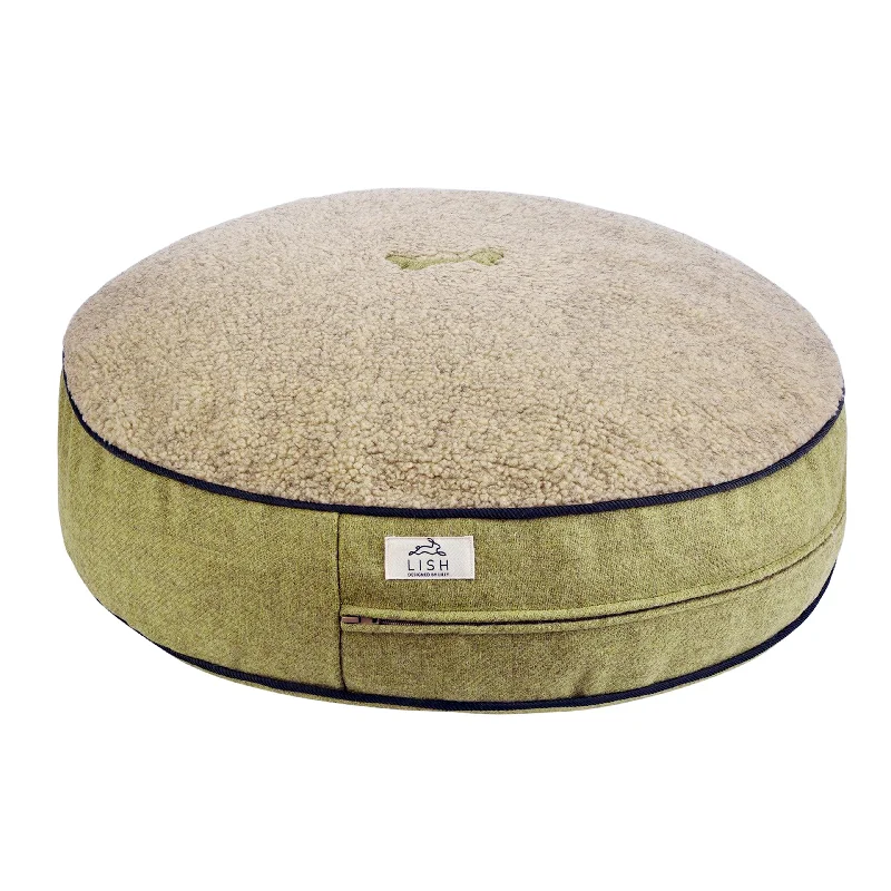 Fern Green Harris Tweed Luxury Designer Dog Bed