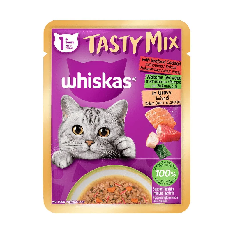    - Cat food discounts and promotions  WHISKAS CAT FOOD TASTY MIX SEAFOOD COCKTAIL & WAKAME SEAWEED