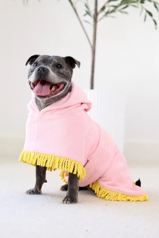 Winter warm clothes for catsTassel Towel Snuggle Buddy Dog Robe | Peachy Pink