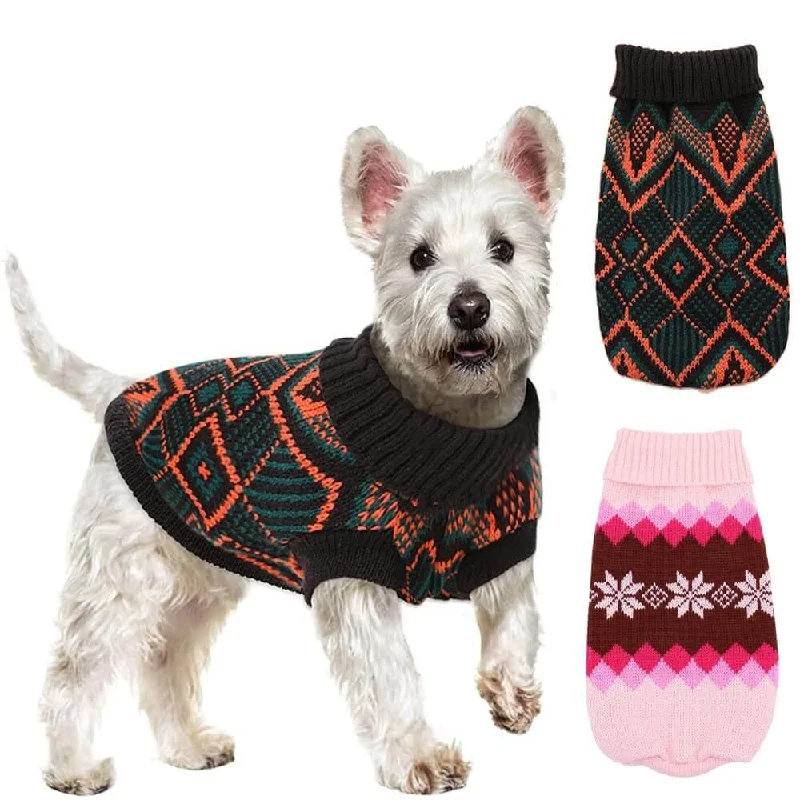 Pet Halloween clothesKUTKUT 2 Pack Small Dog Cat Sweater,Turtleneck Knitwear Small Pet Sweater, Soft Comfortable Pet Knitwear Pullover for Shihtzu, Pug, Lhasa etc, Small Dogs Cat Winter Clothes