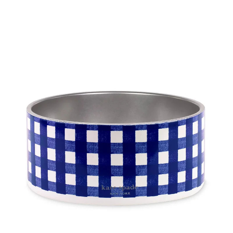 Kate Spade New York | Navy Gingham Dog Bowl