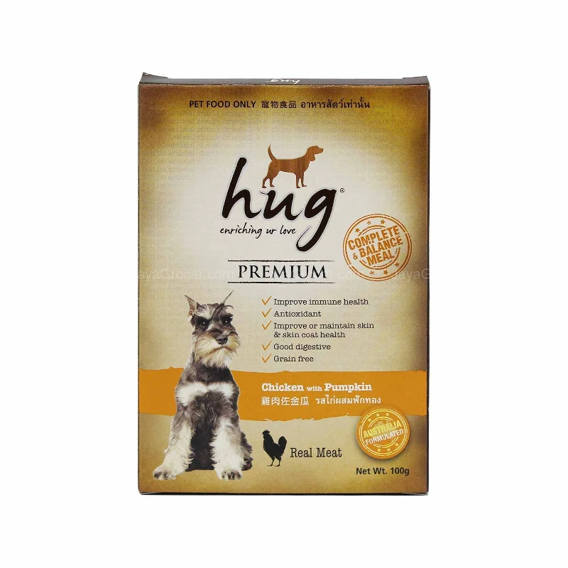 - Dog food recommendations for multi-dog householdsHug Premium Chicken with Pumpkin Dog Food 100g